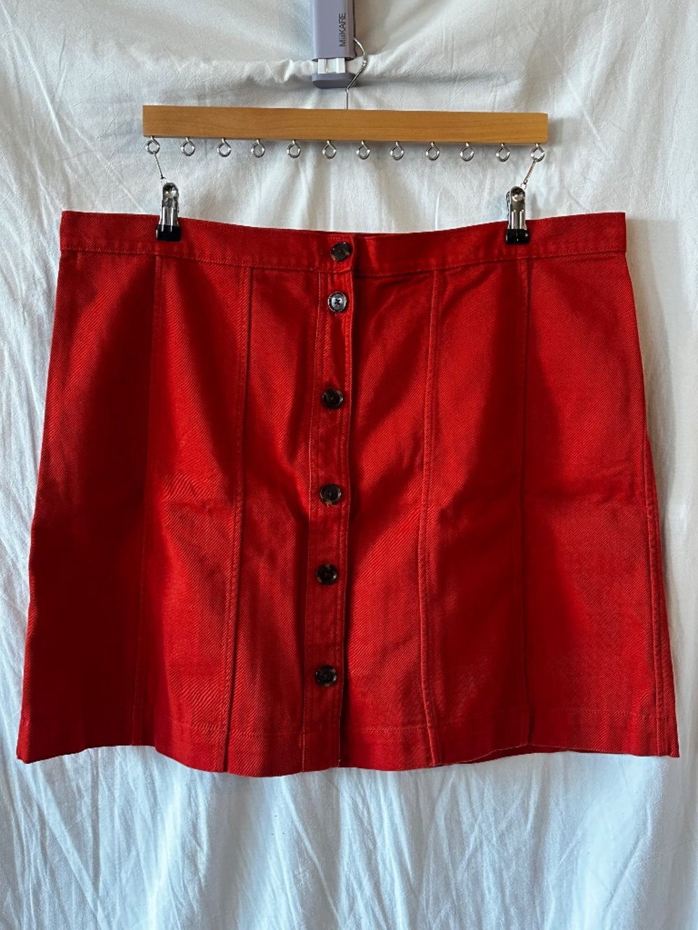 NWT Banana Republic Red Cotton Twill Mini Skirt with Button Front